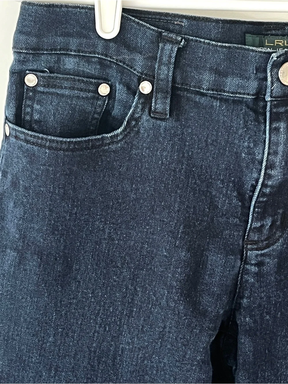 Lauren Ralph Lauren Size 8 Dark Wash Wide Leg Bootcut Jeans Stretch Denim Blue